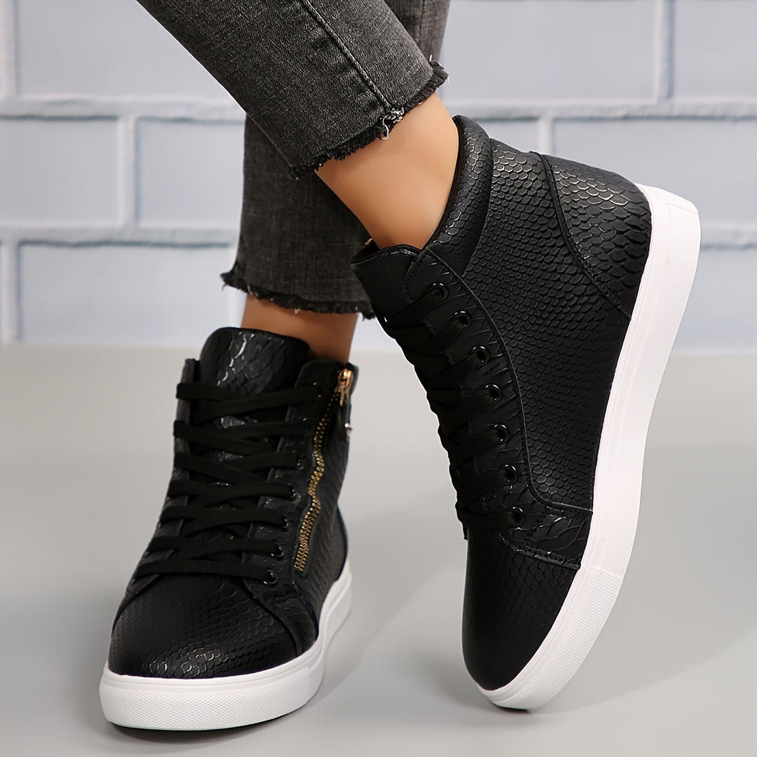 Astoria | Women's Black High Top Sneakers - Black - Image 8