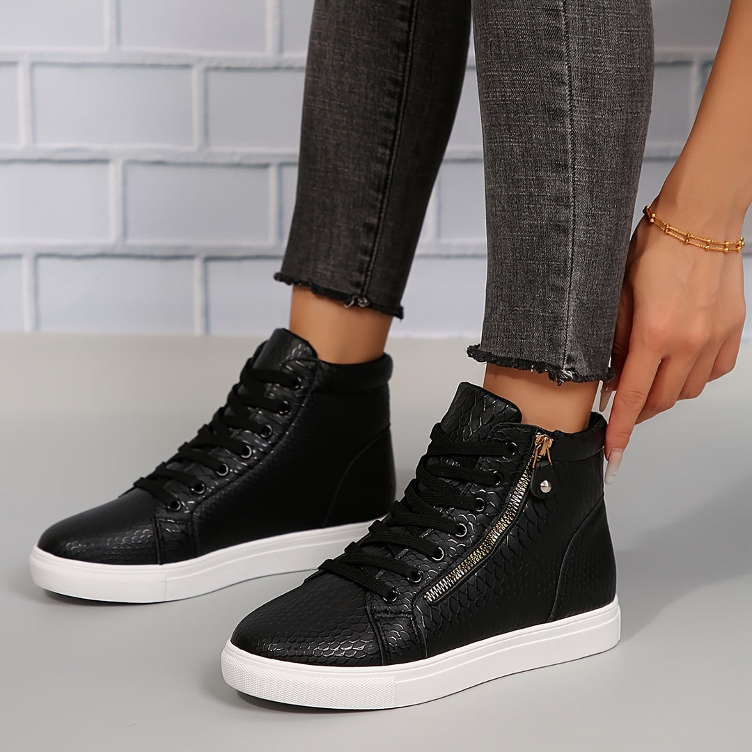 Astoria | Women's Black High Top Sneakers - Black - Image 9