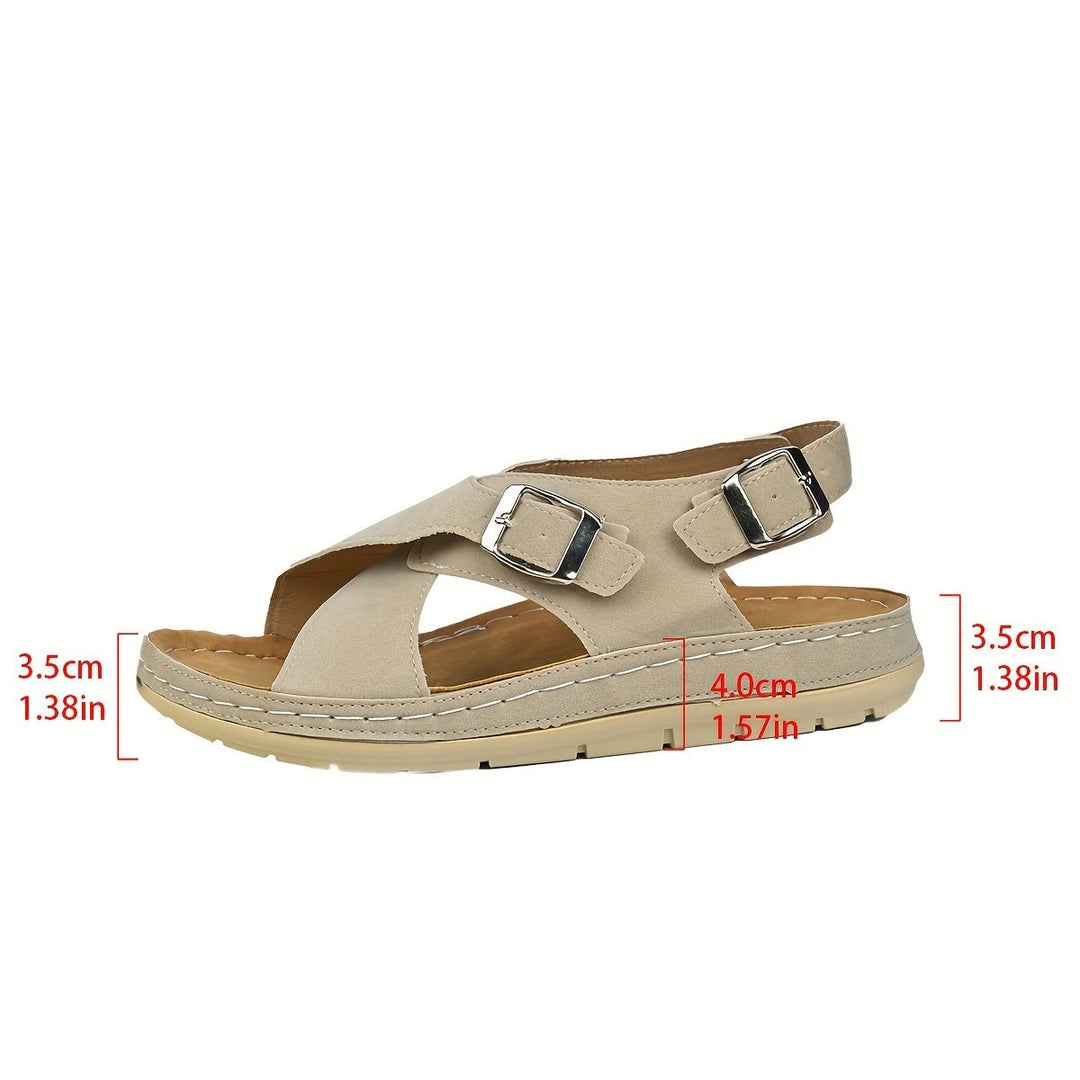 Aurelia | Women's Double Buckle Platform Sandals - Brown - Image 11