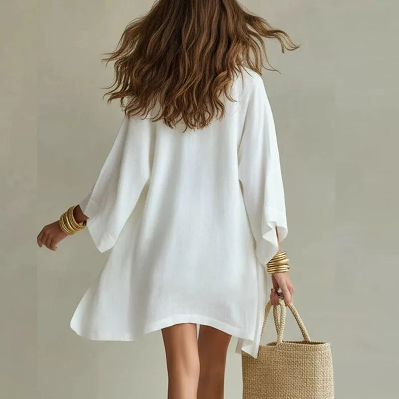Avery | Women's Three Piece V-Neck Set - White - Image 3