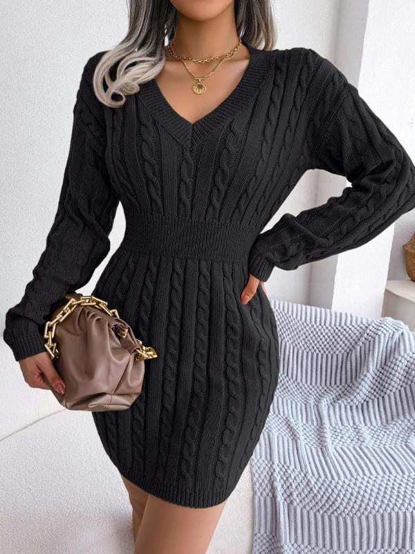Savannah™ | Cozy Long Sleeve V-Neck Dress