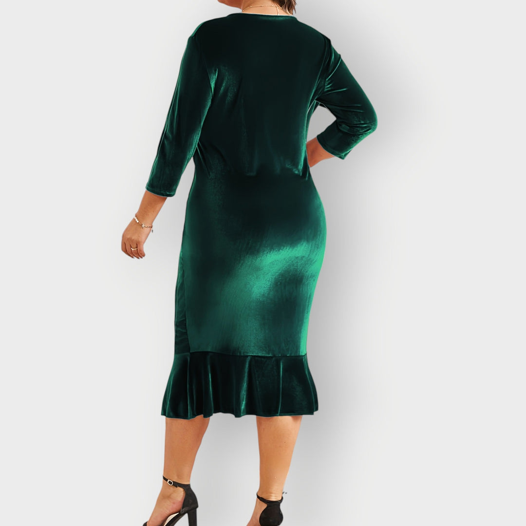 Catherine™ | Luxe Velvet Ruffle Midi Dress