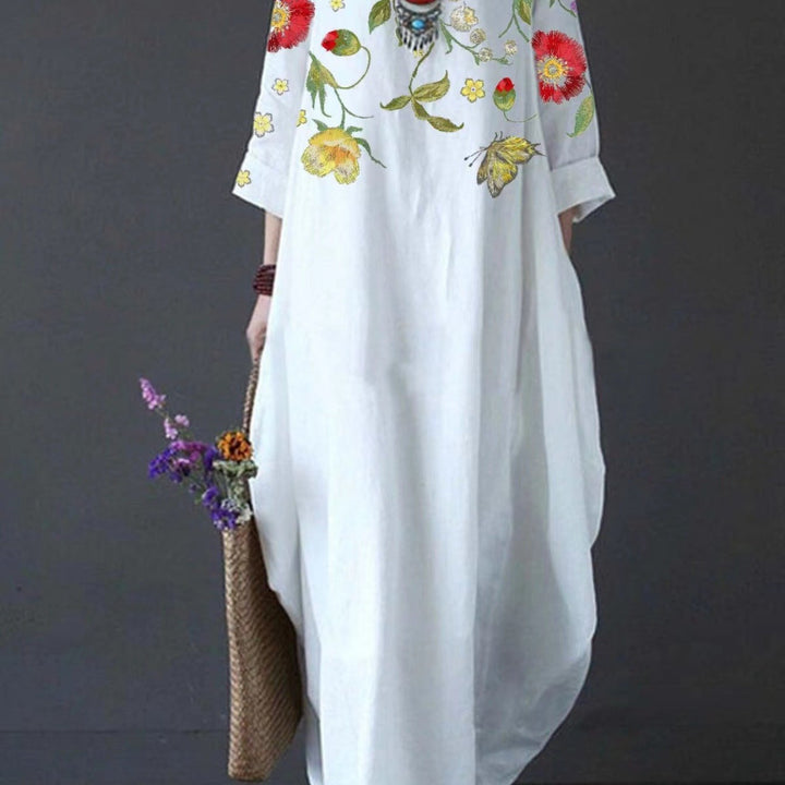 Blair | Women's Floral Flowy Draped Maxi Dress Casual