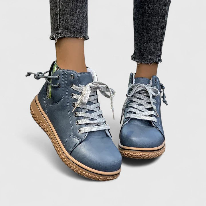 Beatrice | Women's Lace Up Blue Ankle Boots - Blue - Image 1