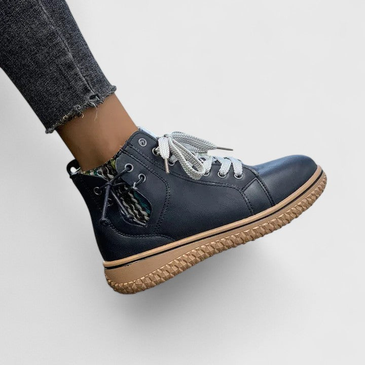 Beatrice | Women's Lace Up Blue Ankle Boots - Blue - Image 3