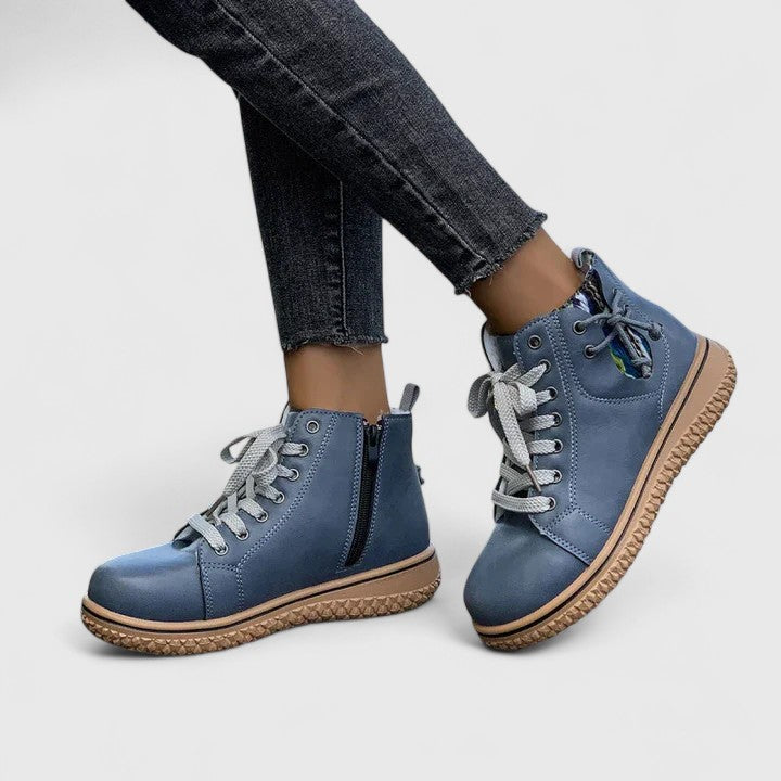 Beatrice | Women's Lace Up Blue Ankle Boots - Blue - Image 5