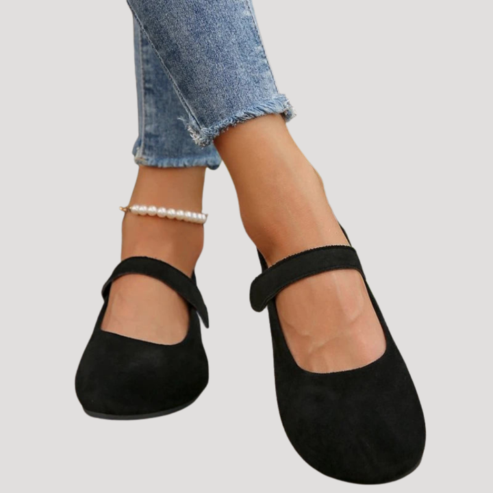Beatrix | Women's Classic Mary Jane Flat Shoes - Beige - Image 2