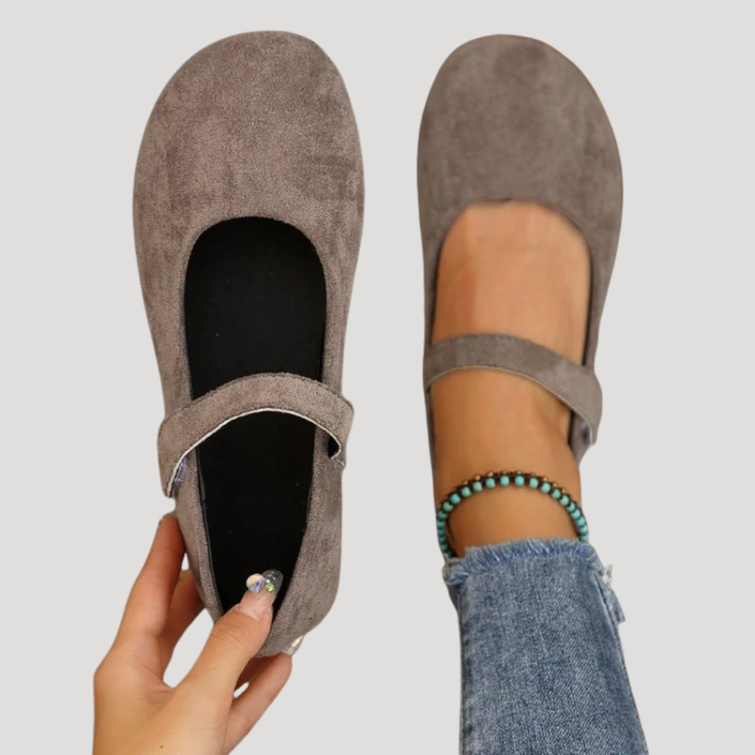 Beatrix | Women's Classic Mary Jane Flat Shoes - Beige - Image 3