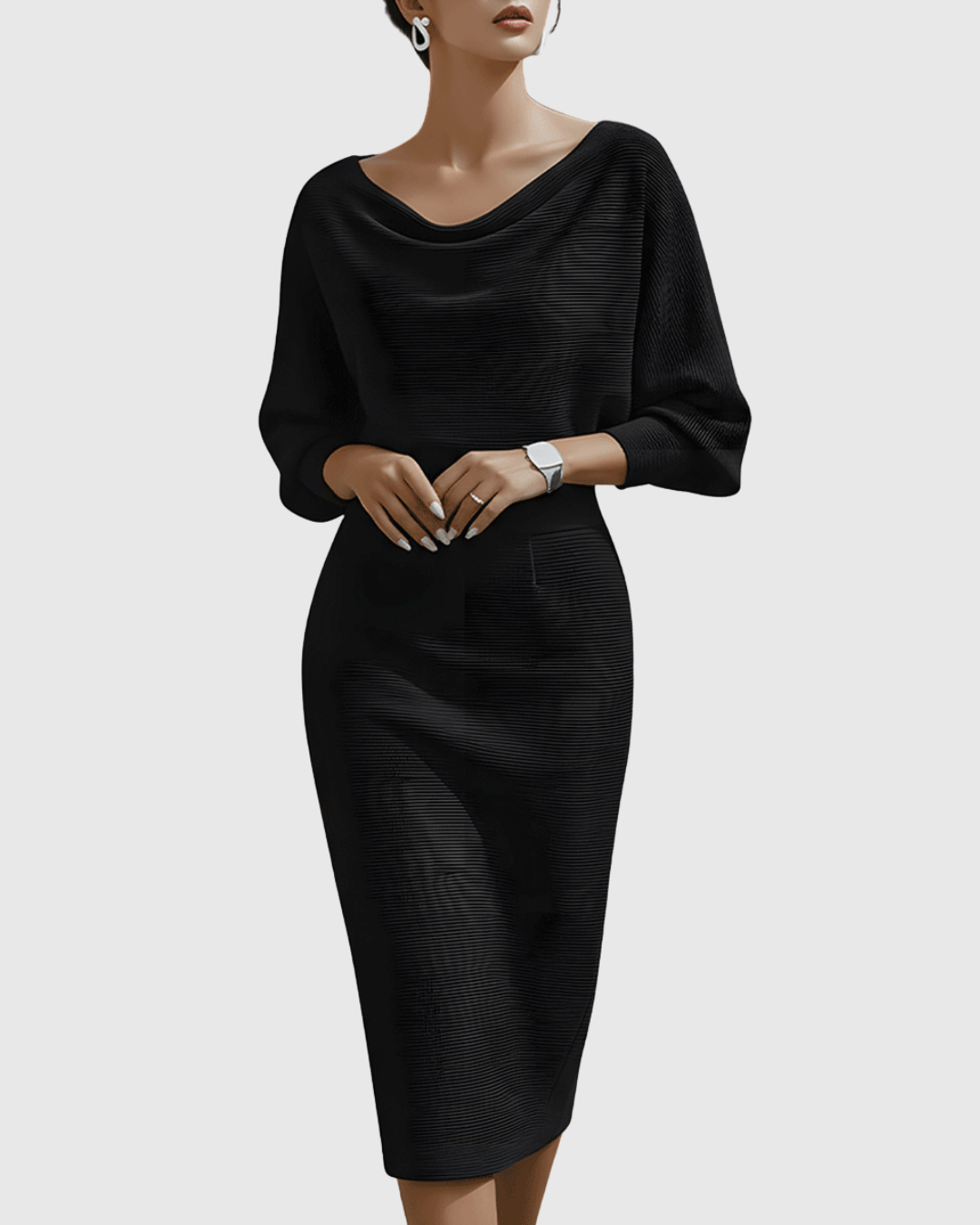 Beatrix | Women's Cowl Neck Long Sleeve Midi Dress MAYBERRY Beatrix | Women's Cowl Neck Long Sleeve Midi Dress MAYBERRY
