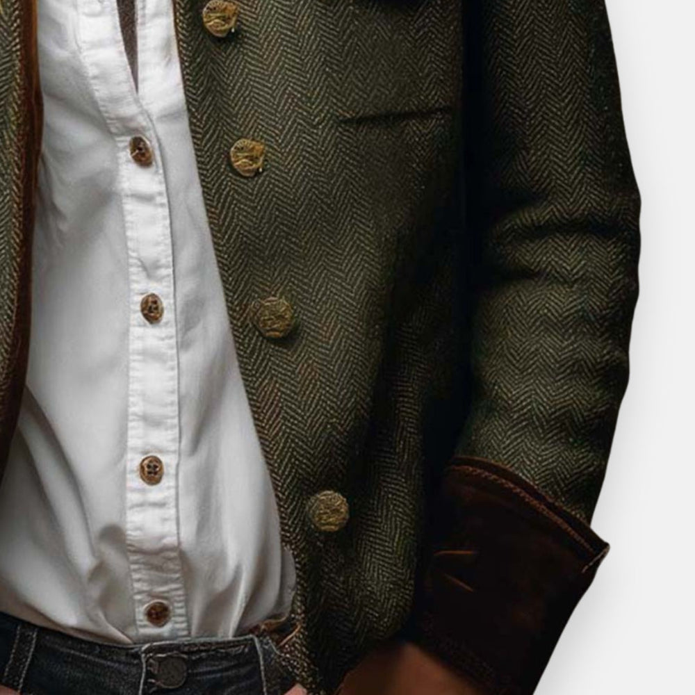 Bianca | Women's Herringbone Long Sleeve Jacket - Green - Image 2