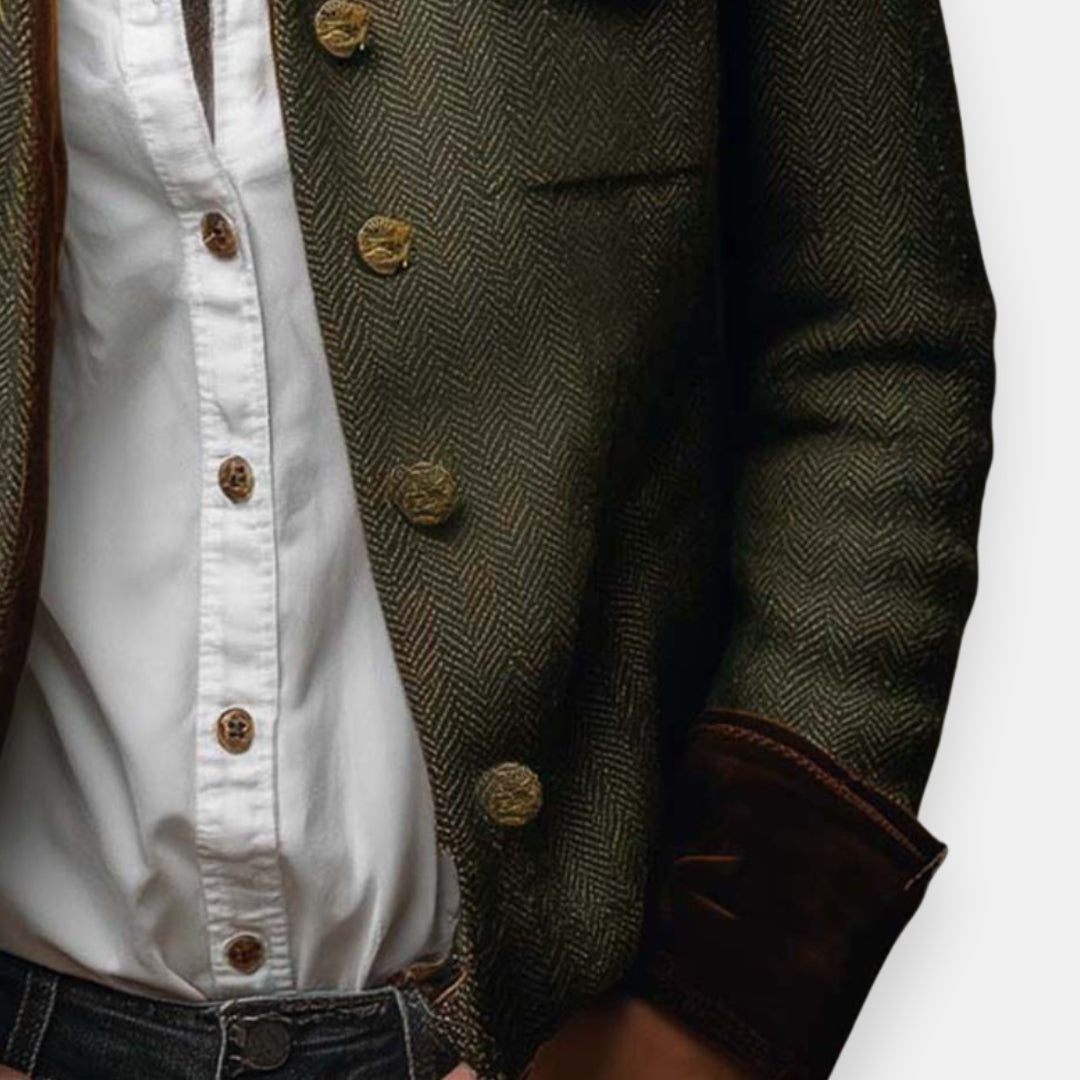 Bianca | Women's Herringbone Long Sleeve Jacket - Green - Image 2