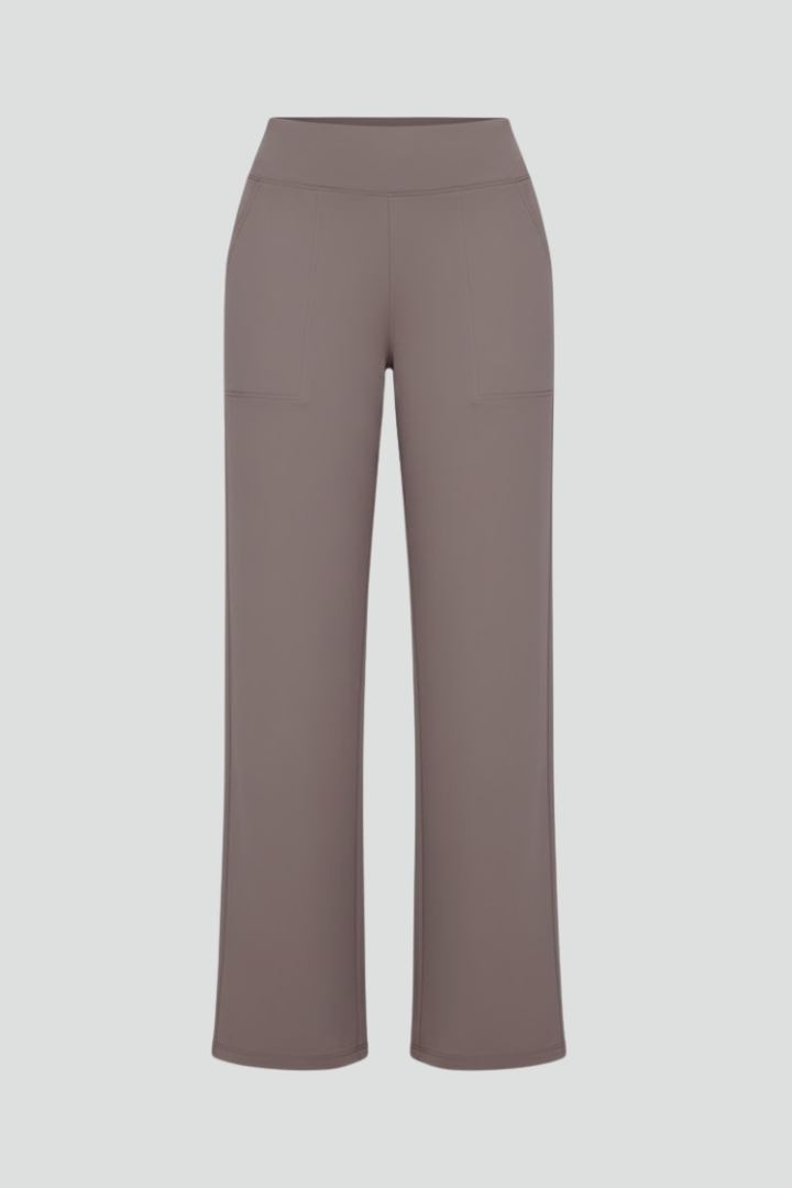 Bianca | Women's High Rise Wide Leg Trousers - Brown - Image 1