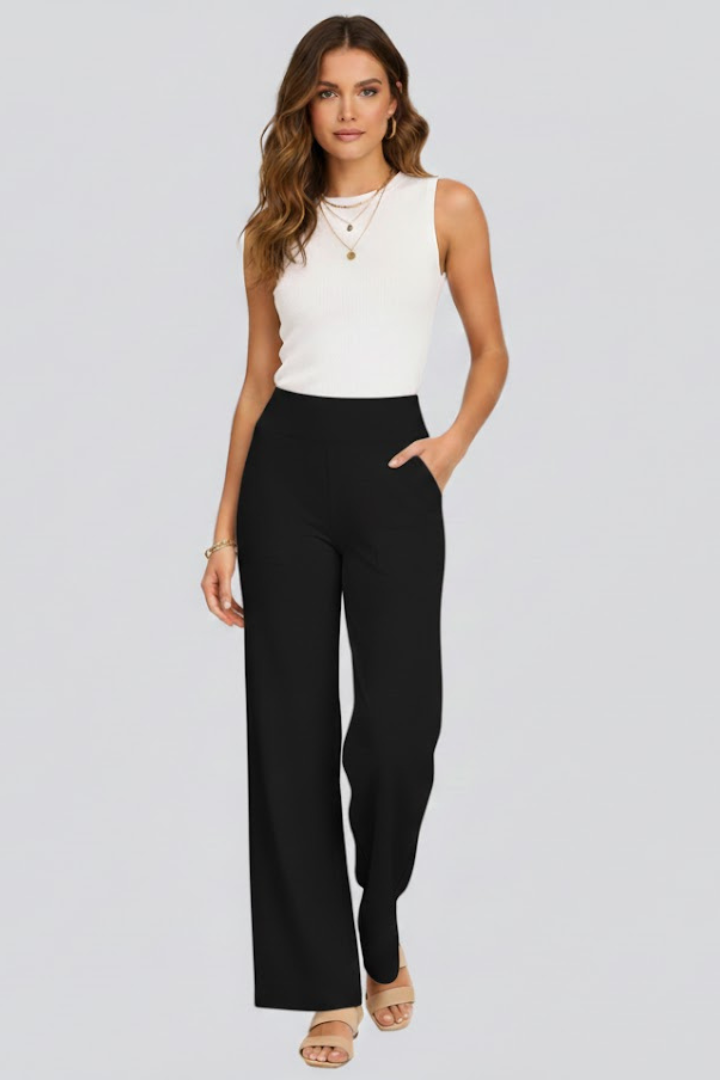 Bianca | Women's High Rise Wide Leg Trousers - Brown - Image 10