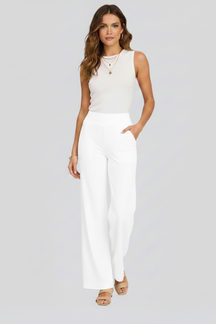 Bianca | Women's High Rise Wide Leg Trousers - Brown - Image 11
