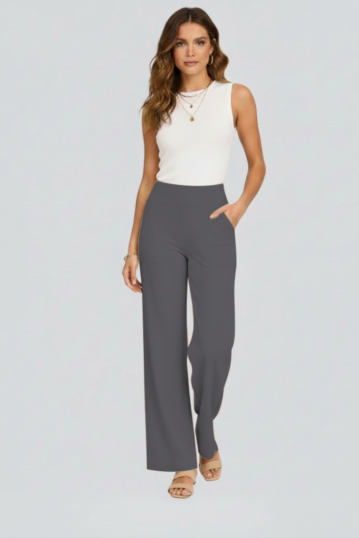 Bianca | Women's High Rise Wide Leg Trousers - Brown - Image 9