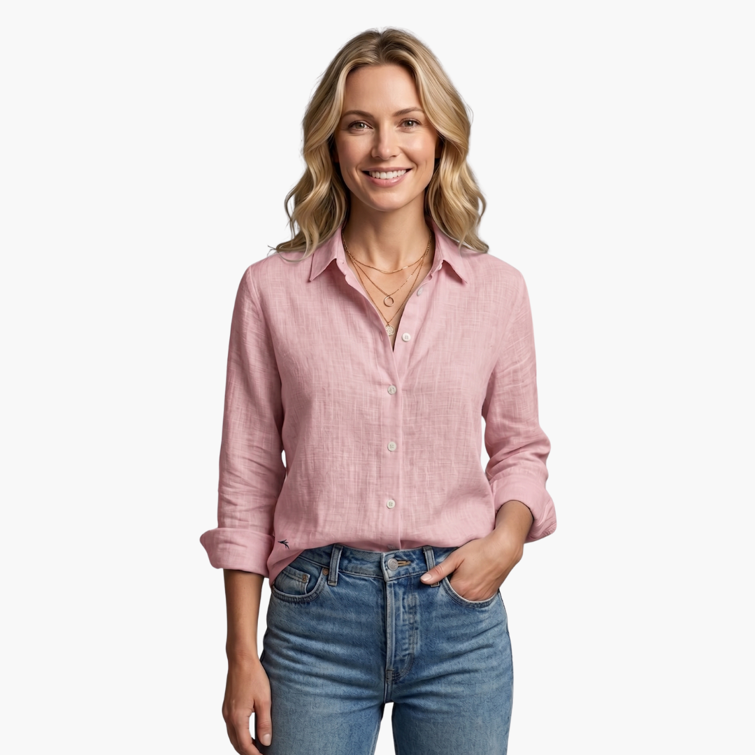 Bianca | Women's Long Sleeve Button Down Shirt - Light Blue - Image 12