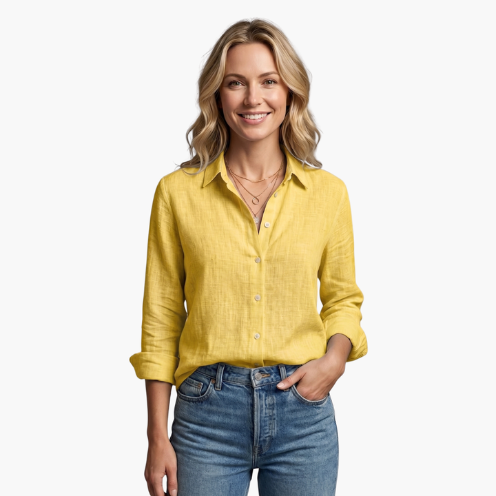 Bianca | Women's Long Sleeve Button Down Shirt - Light Blue - Image 8
