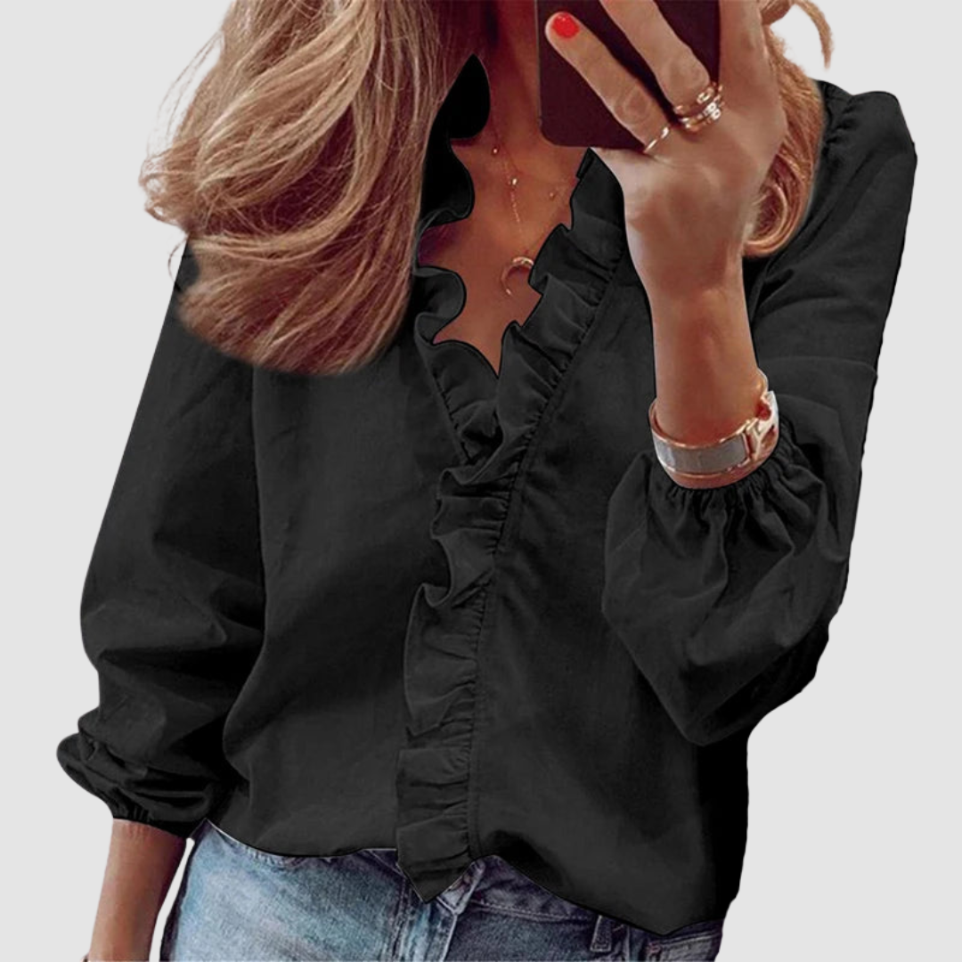 Brielle | Women's Floral Ruffle Long Sleeve Blouse - Pink - Image 5