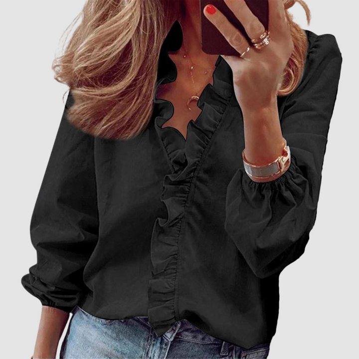 Brielle | Women's Floral Ruffle Long Sleeve Blouse - Pink - Image 5