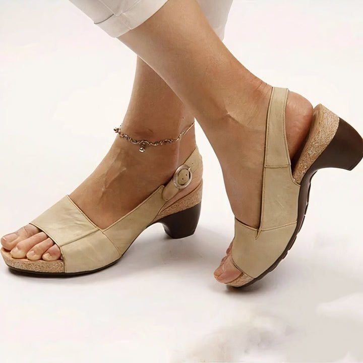 Brielle | Women's Open Toe Block Heel Slingback Sandal - Black - Image 3