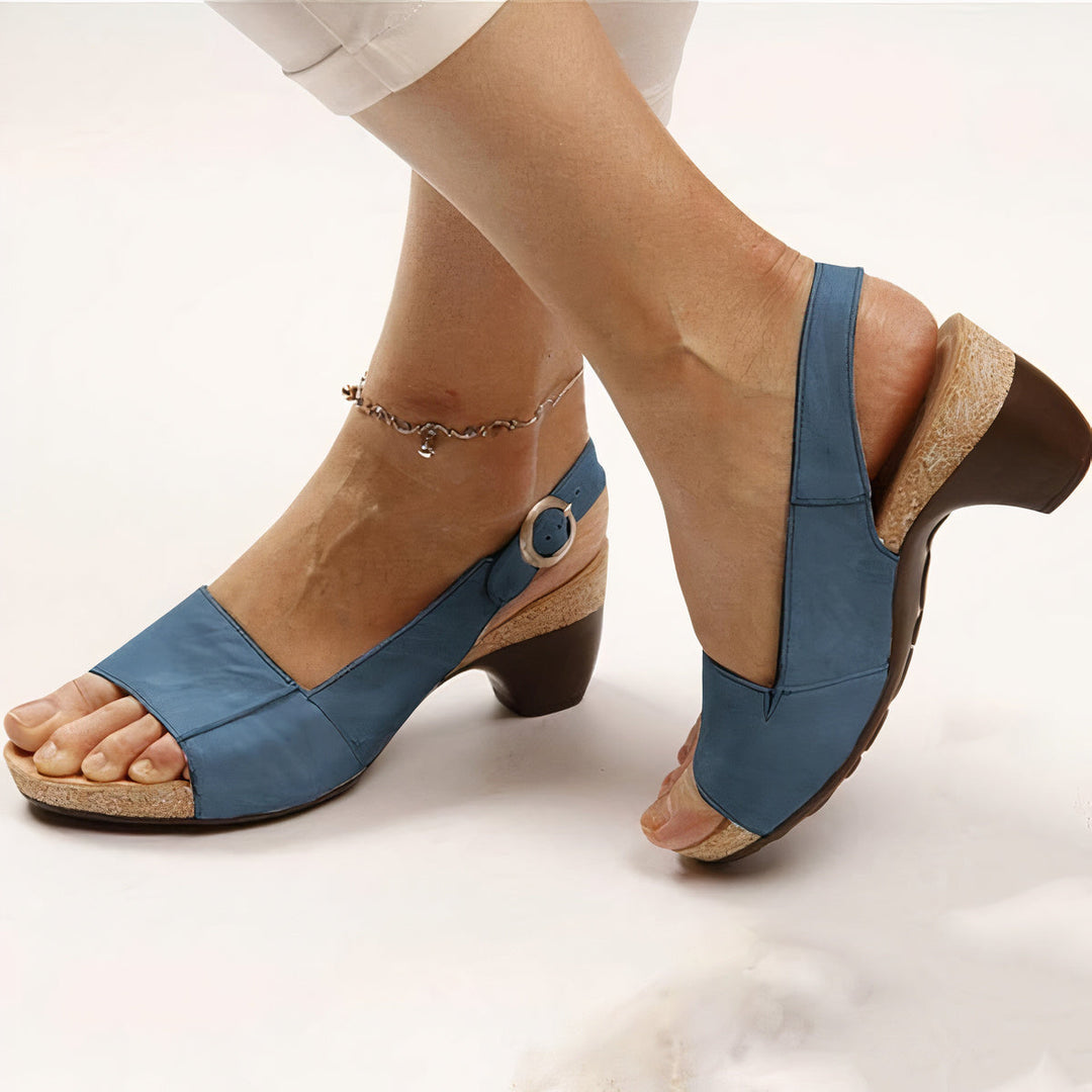 Brielle | Women's Open Toe Block Heel Slingback Sandal - Black - Image 4