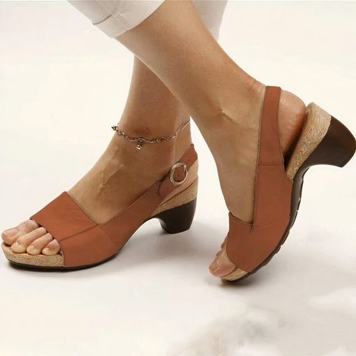 Brielle | Women's Open Toe Block Heel Slingback Sandal - Black - Image 5