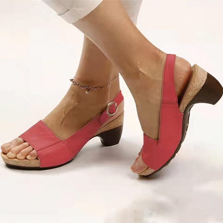 Brielle | Women's Open Toe Block Heel Slingback Sandal - Black - Image 7