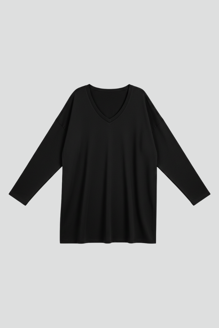 Brixton | Women's V Neck Relaxed Fit Long Sleeve Top - Black - Image 1