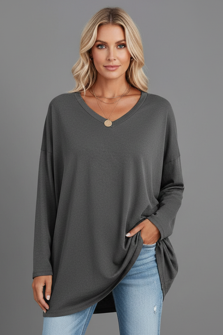 Brixton | Women's V Neck Relaxed Fit Long Sleeve Top - Black - Image 10