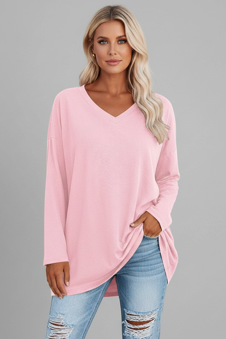 Brixton | Women's V Neck Relaxed Fit Long Sleeve Top - Black - Image 11