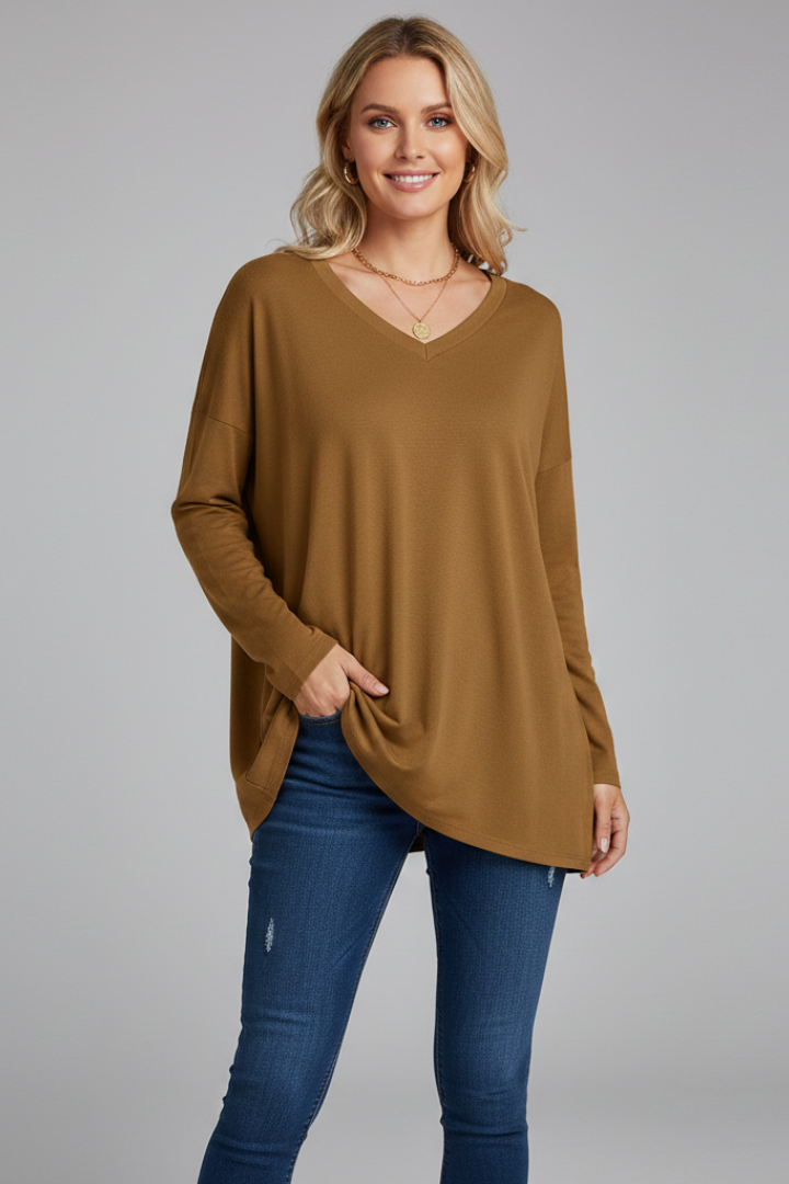 Brixton | Women's V Neck Relaxed Fit Long Sleeve Top - Black - Image 12