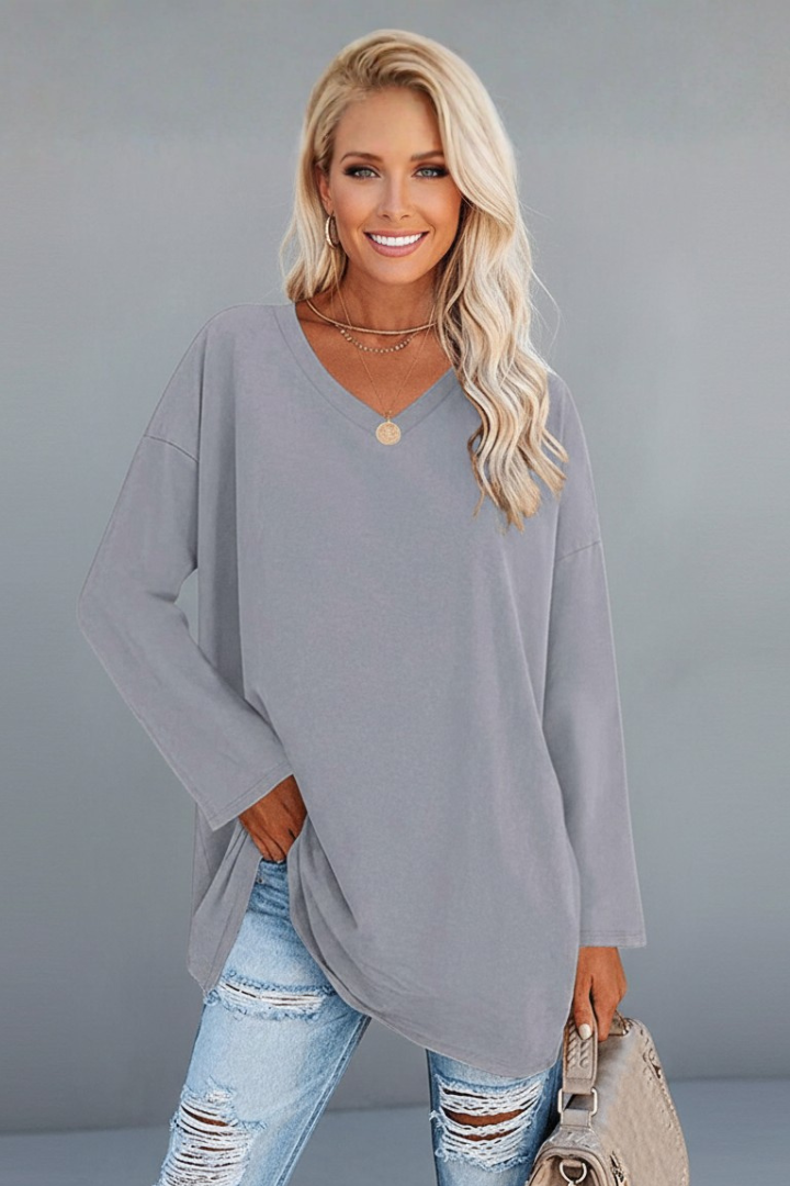 Brixton | Women's V Neck Relaxed Fit Long Sleeve Top - Black - Image 14