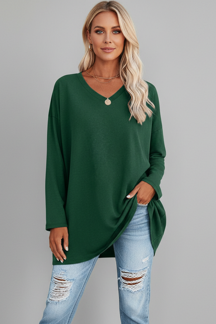 Brixton | Women's V Neck Relaxed Fit Long Sleeve Top - Black - Image 5