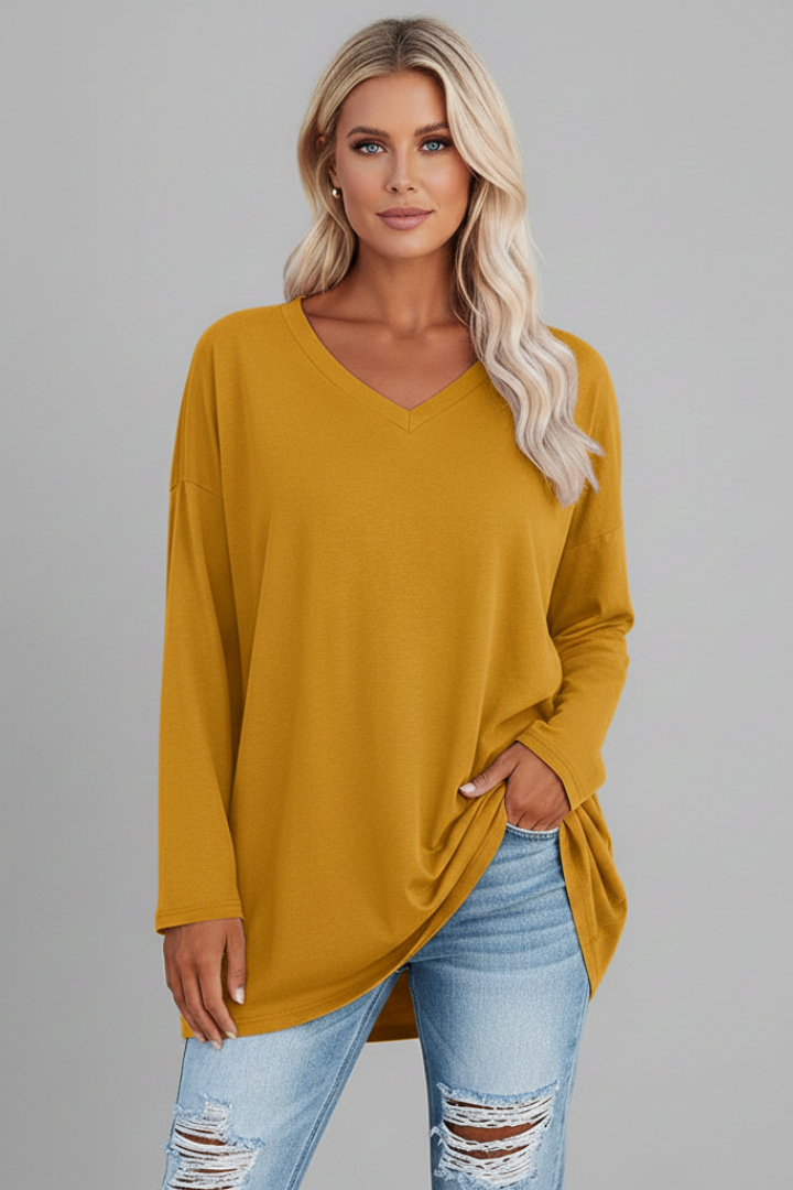 Brixton | Women's V Neck Relaxed Fit Long Sleeve Top - Black - Image 6