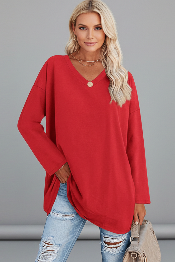 Brixton | Women's V Neck Relaxed Fit Long Sleeve Top - Black - Image 7