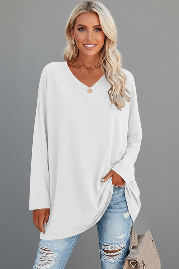 Brixton | Women's V Neck Relaxed Fit Long Sleeve Top - Black - Image 8