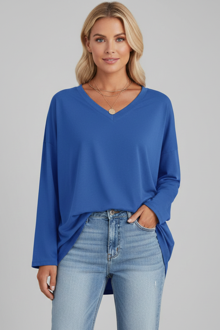 Brixton | Women's V Neck Relaxed Fit Long Sleeve Top - Black - Image 9