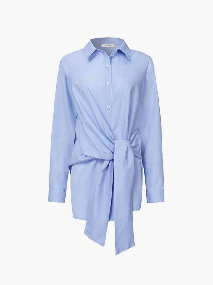 Monroe | Women's Tie Waist Button Down Long Sleeve Shirt Blouse