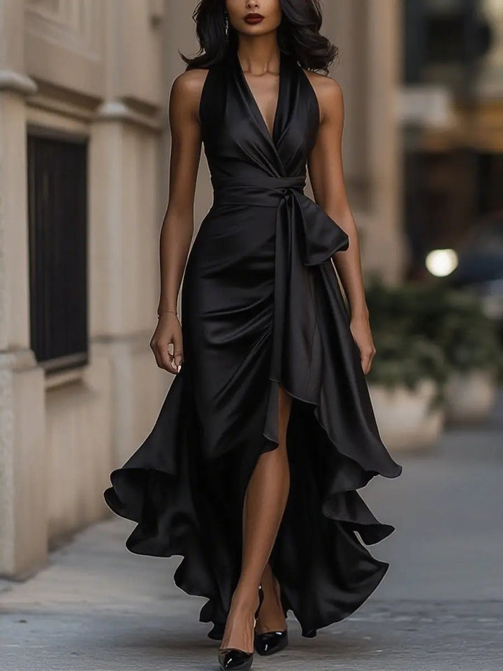 Calliope | Women's Halter Neck Maxi Dress - Champagne - Image 11