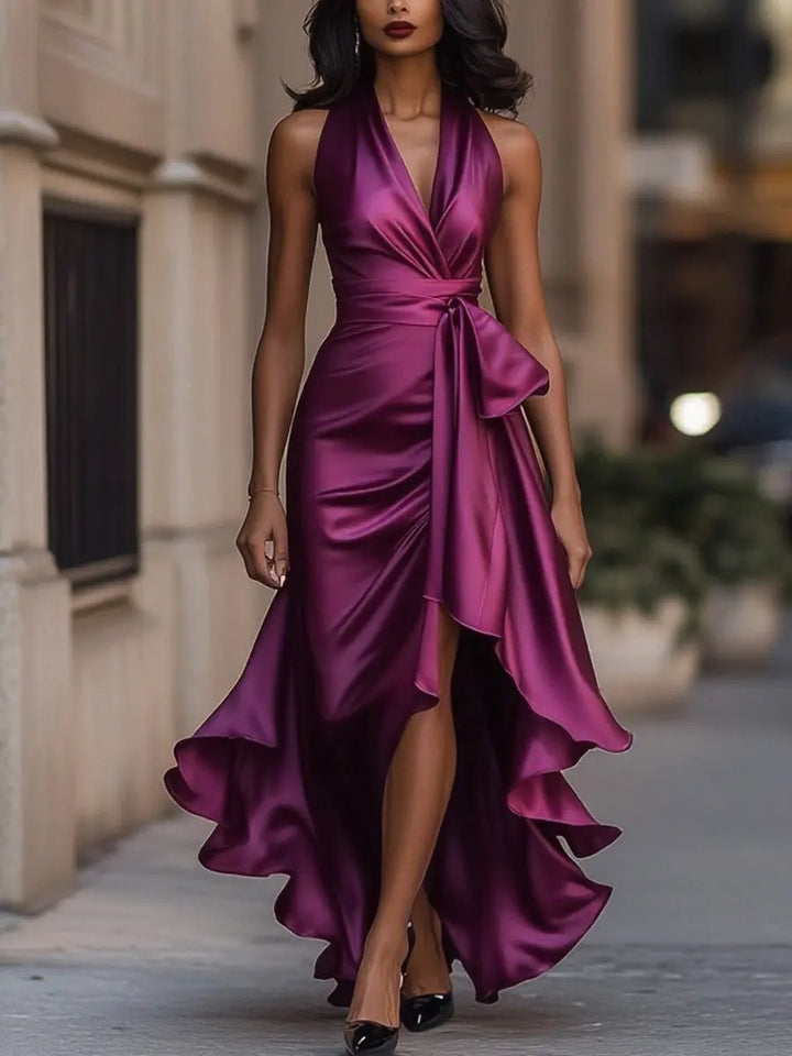 Calliope | Women's Halter Neck Maxi Dress - Champagne - Image 12
