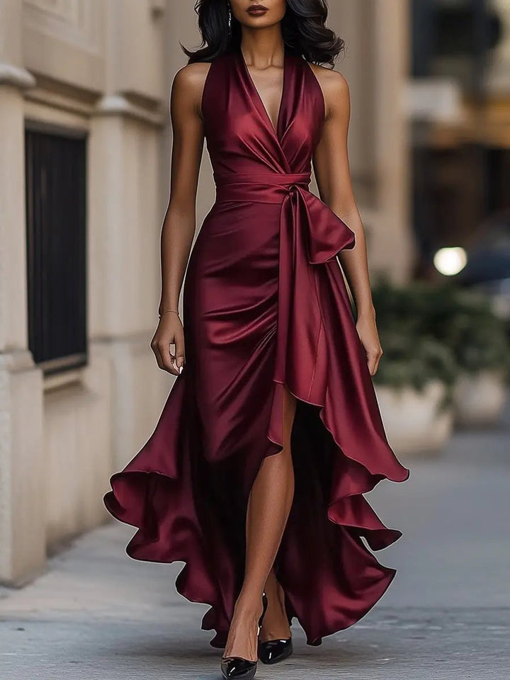 Calliope | Women's Halter Neck Maxi Dress - Champagne - Image 7