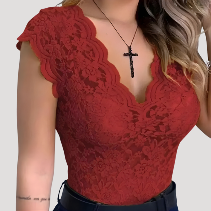 Calliope | Women's V Neck Sleeveless Top - Pink - Image 2