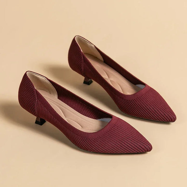 Carinne | Women's Pointed Toe Kitten Heel Pumps - Khaki - Image 10