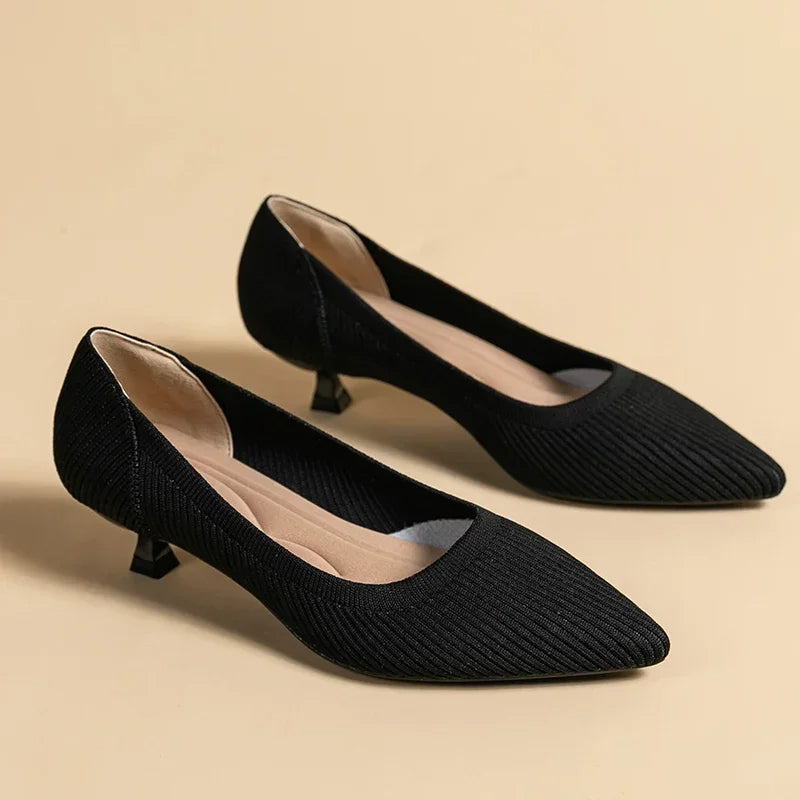 Carinne | Women's Pointed Toe Kitten Heel Pumps - Khaki - Image 11