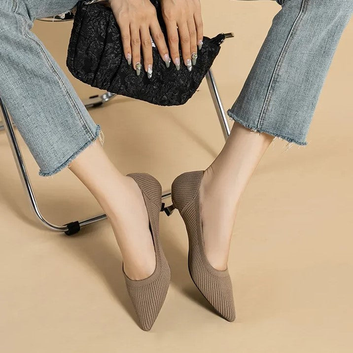 Carinne | Women's Pointed Toe Kitten Heel Pumps - Khaki - Image 2