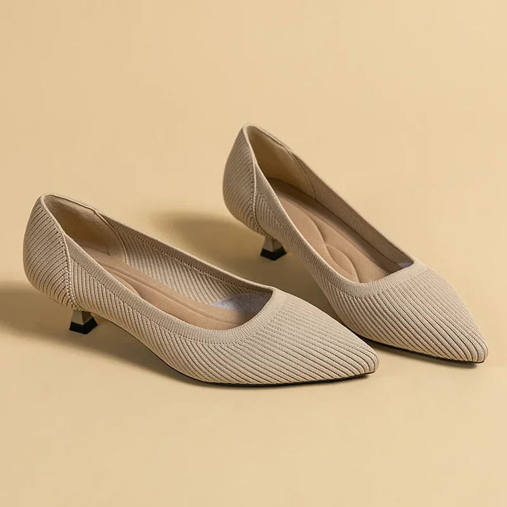 Carinne | Women's Pointed Toe Kitten Heel Pumps - Khaki - Image 3