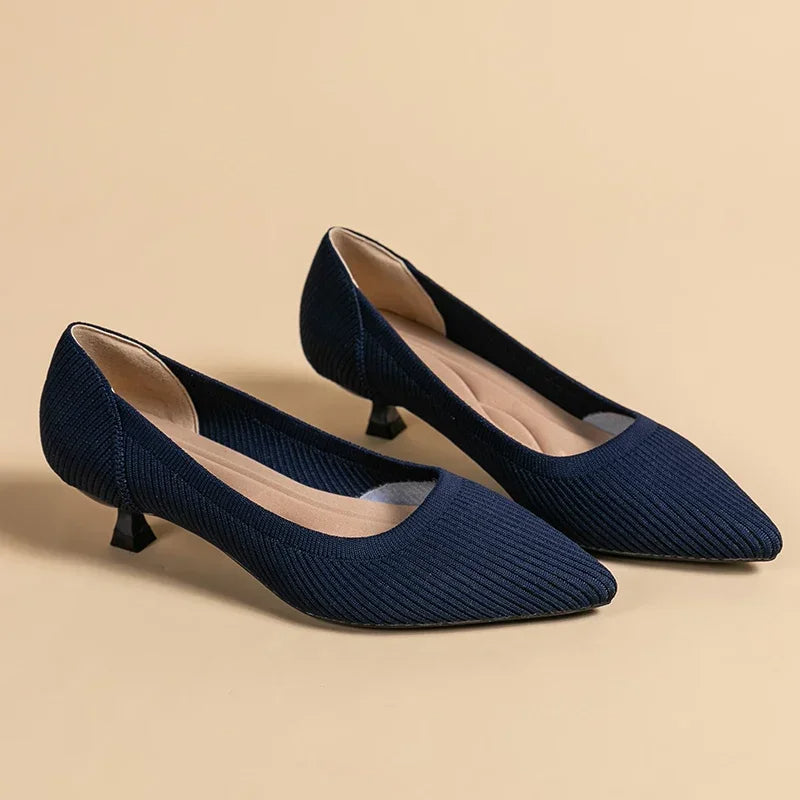 Carinne | Women's Pointed Toe Kitten Heel Pumps - Khaki - Image 4