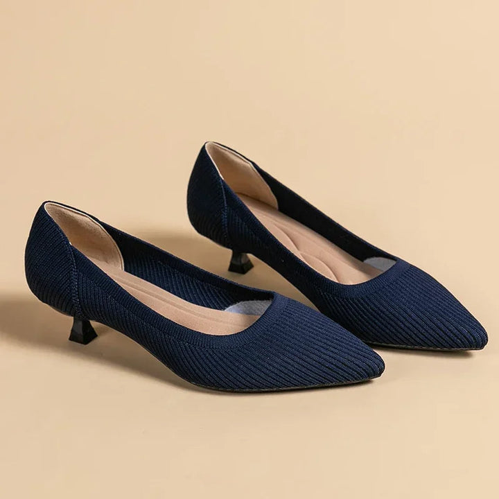 Carinne | Women's Pointed Toe Kitten Heel Pumps - Khaki - Image 4