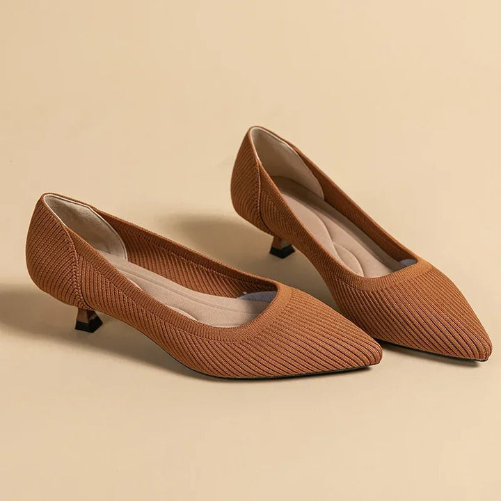 Carinne | Women's Pointed Toe Kitten Heel Pumps - Khaki - Image 5