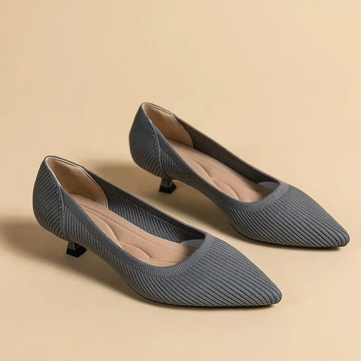 Carinne | Women's Pointed Toe Kitten Heel Pumps - Khaki - Image 6